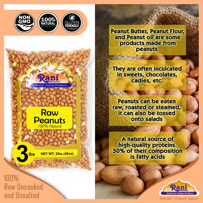 Rani Peanuts, Raw Whole With Skin (uncooked, unsalted) ~ All Natural | Fresh Product of USA ~ Spanish Grade Groundnut / Redskin {9 Sizes Available}