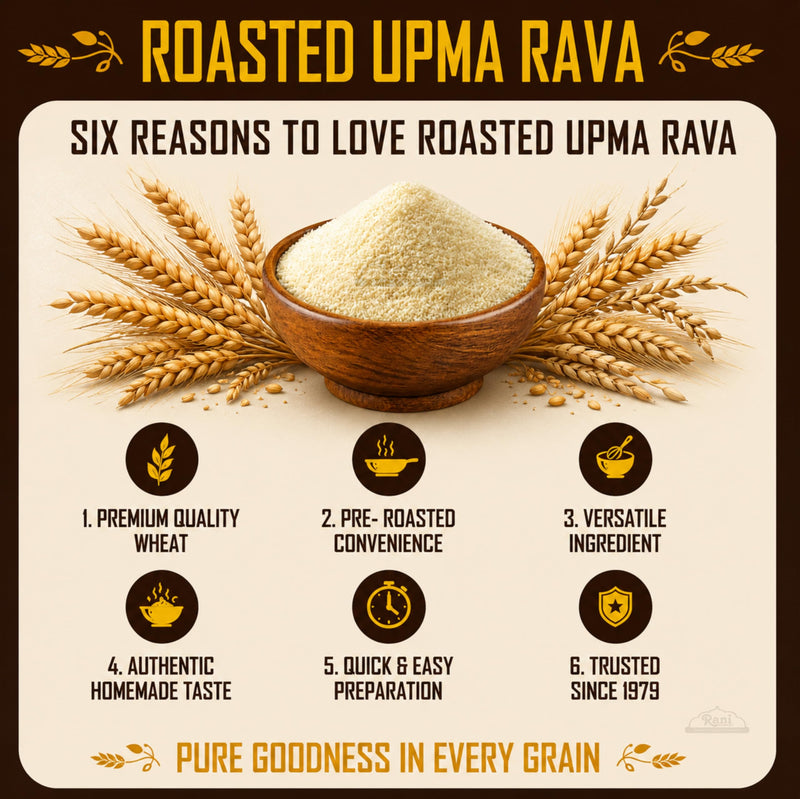 Rani Roasted Upma Rava 32oz (2lbs) 908g ~ All Natural | Vegan | NON-GMO | Kosher | Indian Origin