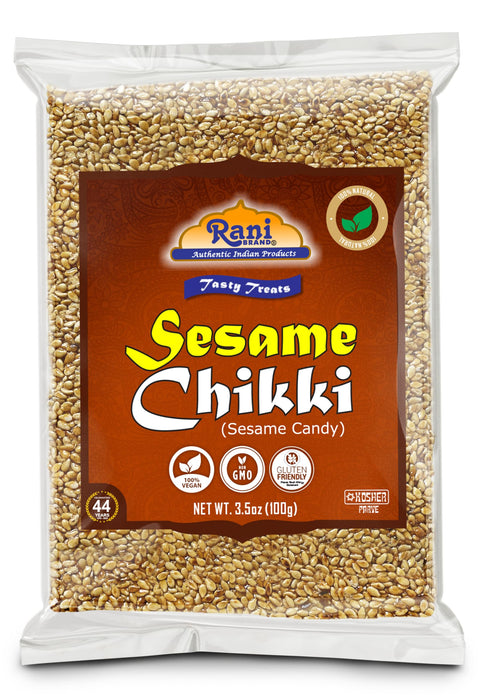 Rani Sesame Chikki (Brittle Candy) 3.5oz (100g) x Pack of 2 ~ All Natural | Vegan | Kosher | No colors | Gluten Friendly | Indian Origin
