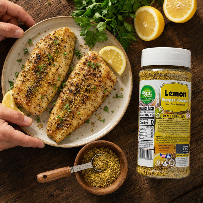 Rani Lemon Pepper Powder (Zesty Citrus Pepper Blend) 16oz (1lb) 454g PET Jar ~ Gluten Free | NON-GMO | Kosher | Vegan | Product of USA