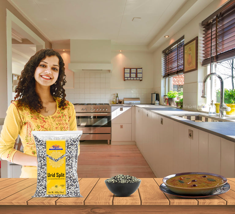 Rani Urid/Urad Split Chilka (Split Matpe Beans with Skin) Indian Lentils 14oz (400g) ~ All Natural | Gluten Friendly | NON-GMO | Vegan | Indian Origin