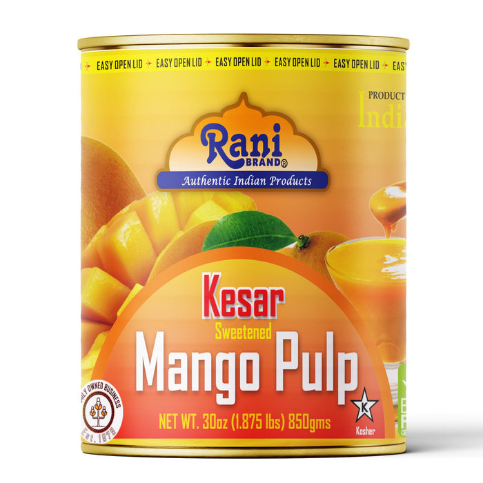 Rani Mango Pulp Puree (Makes Mango Lassi Shakes) Kesar Sweetened 30oz (1.875lbs) 850g Pack of 18 ~ Kosher | All Natural | NON-GMO | Vegan | No colors | Gluten Friendly | Indian Origin