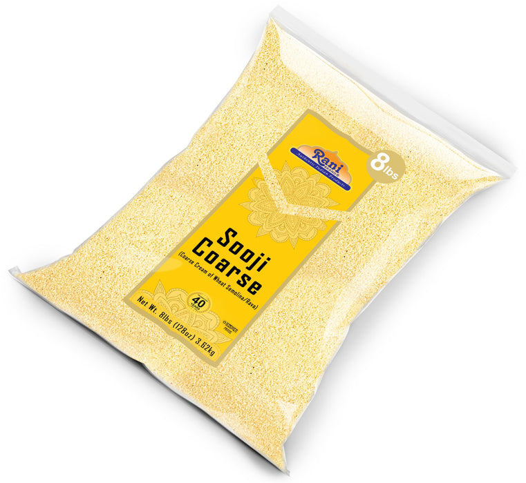 Rani Sooji Coarse (Farina, Suji, Rava, Rawa, Wheat Semolina) Flour, 128oz (8lbs) 3.63kg ~ Natural | Vegan | NON-GMO | Kosher | Indian Origin