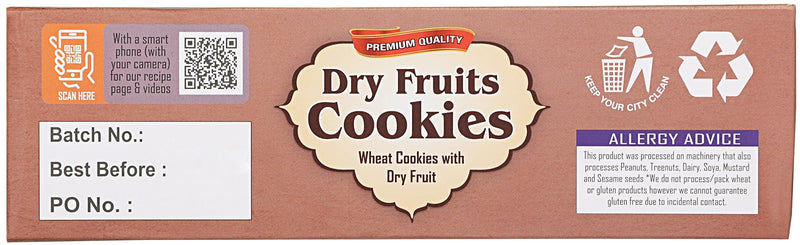 Rani Dry Fruits Cookies (Wheat Cookies with Dry Fruits) 14oz (400g) Premium Quality Indian Cookies ~ All Natural | Vegan | Non-GMO | Indian Origin