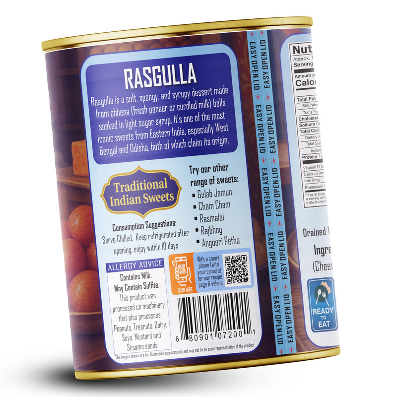 Rani Rasgulla (Cheese Curd Dumplings in Rose Flavor) 35.3oz (2.2lbs) 1kg, Pack of 6, Approximately 14 pieces, Easy Open Lid ~ Ready to eat | Gluten Friendly | Vegan | Non-GMO | Kosher | Indian Origin