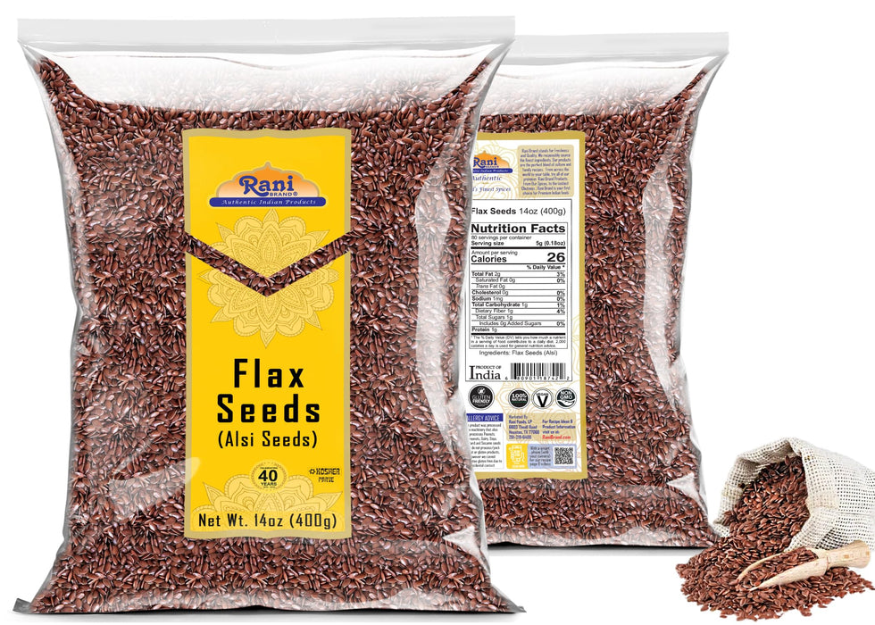Rani Flax Seeds Whole Raw (Alsi, Linum usitatissimum) 14oz (400g) ~ All Natural | Gluten Friendly | Non-GMO | Vegan | Indian Origin