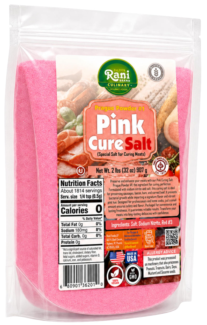 Rani Pink Cure Salt (Special Salt for Curing Meats) 32oz (2lbs) 908g ~ Gluten Free | NON-GMO | Kosher | Vegan | Product of USA
