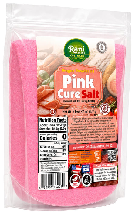 Rani Pink Cure Salt (Special Salt for Curing Meats) 32oz (2lbs) 908g ~ Gluten Free | NON-GMO | Kosher | Vegan | Product of USA