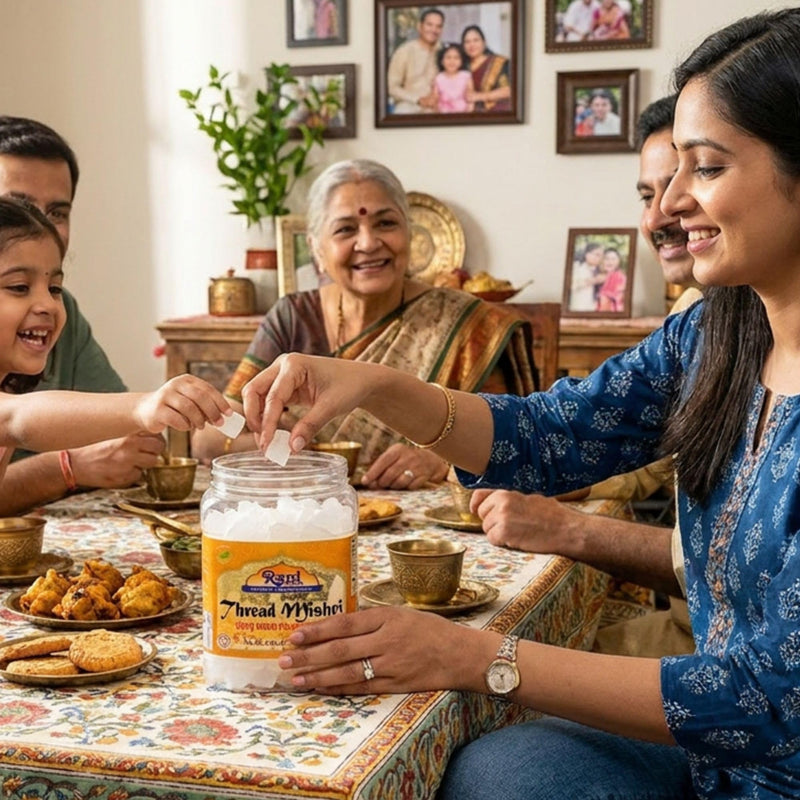 Thread Misri (Rock Sugar/Dhaga Mishri) - 17.5oz (1.1lbs) 500g PET Jar - Rani Brand Authentic Indian Products