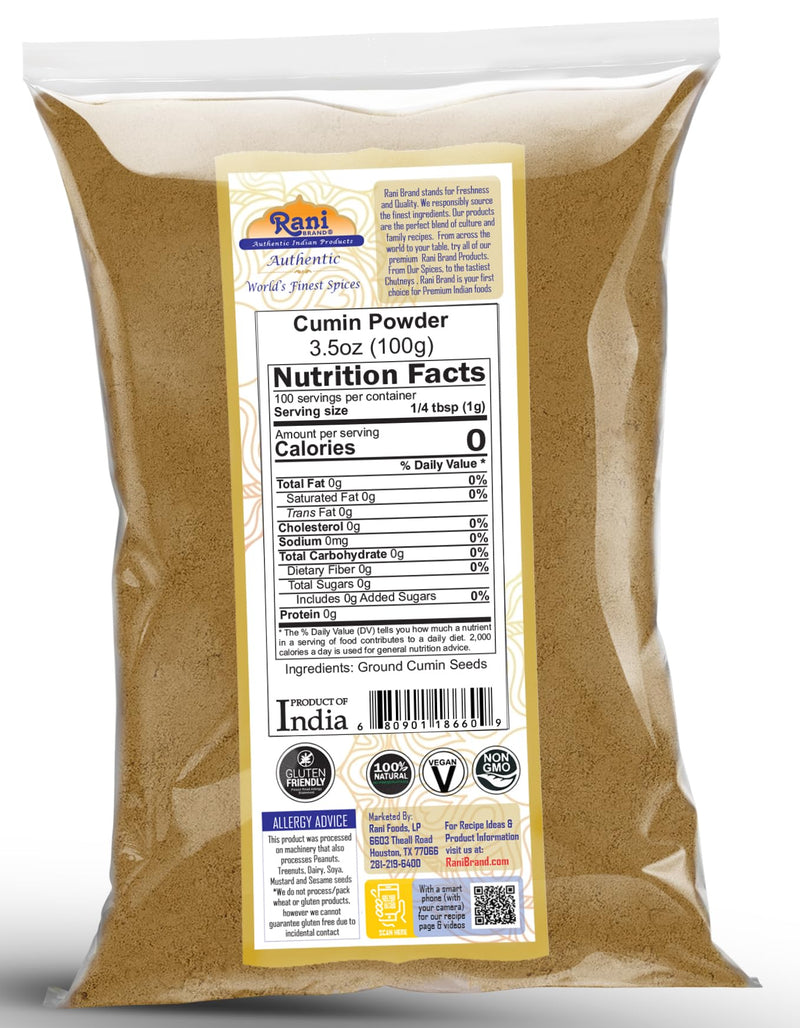 Rani Cumin (Jeera) Powder Spice 100g (3.5oz) ~ All Natural | Vegan | Gluten Friendly | NON-GMO | Indian Origin