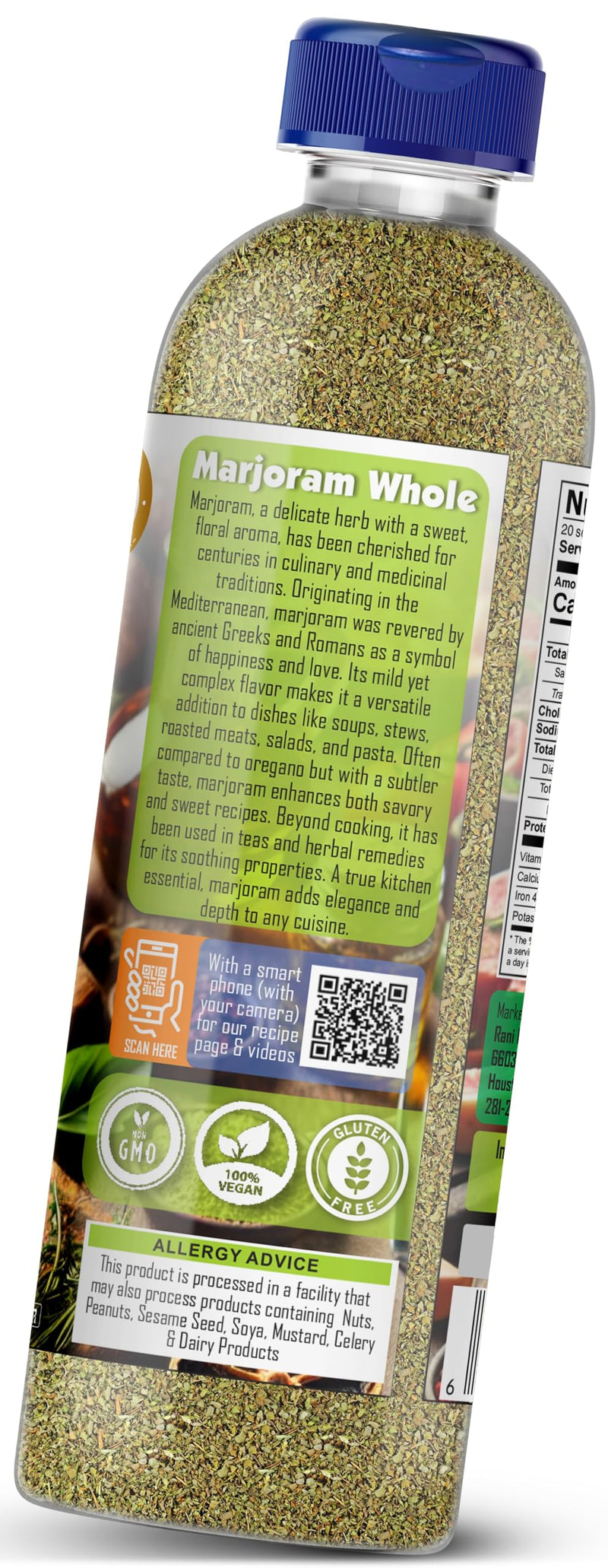 Rani Marjoram Whole (Ideal for Salads, Stews & Meat Dishes) 3.5oz (100g) PET Jar ~ All Natural | Gluten Friendly | NON-GMO | Kosher | Vegan | Product of USA