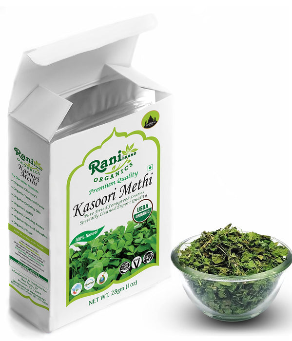 Rani Organic Fenugreek Leaves Dried (Kasoori Methi) 1oz (28g) ~ All Natural | Vegan | Gluten Friendly | NON-GMO | Indian Origin | USDA Certified Organic