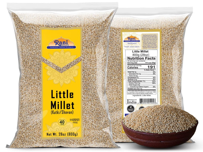 Rani Little Millet (Panicum Sumatrense) Whole Ancient Grain Seeds 28oz (800g) ~ All Natural | Gluten Friendly | NON-GMO | Kosher | Vegan | Indian Origin | Kutki / Shavan / Saamai / Sama Kannada