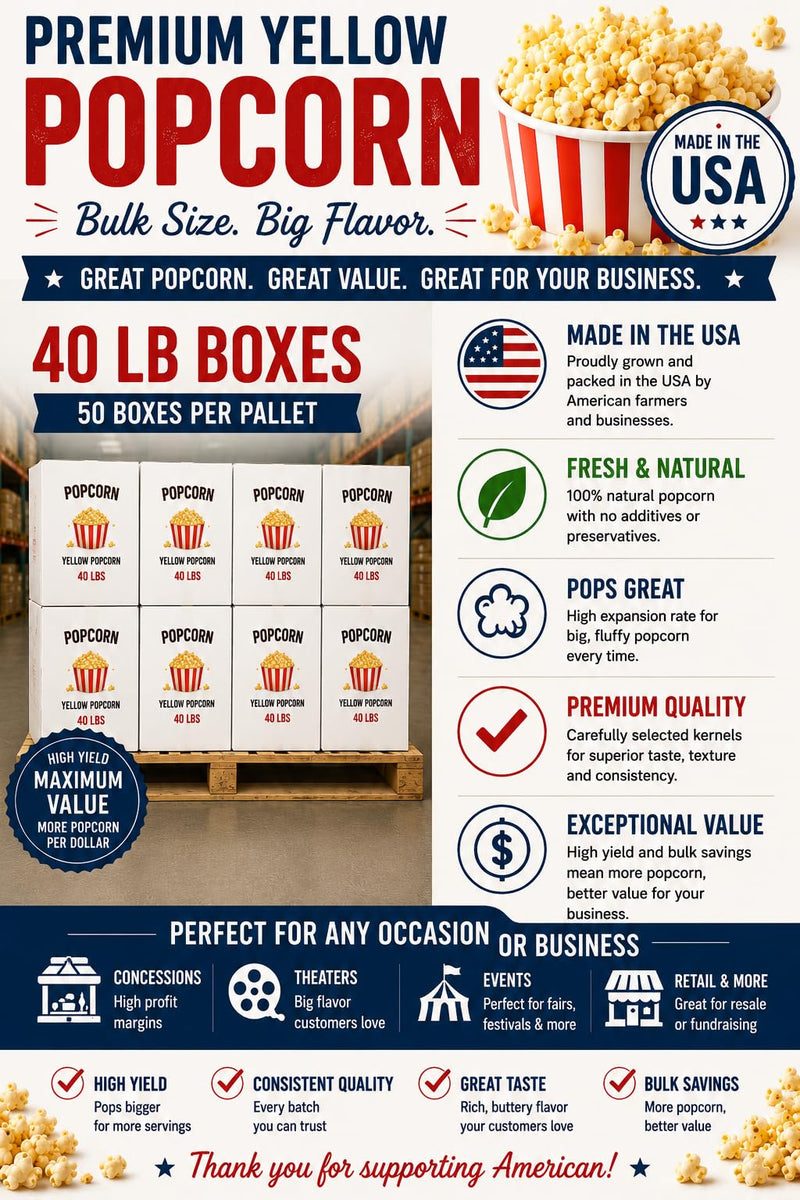 Rani Popcorn Kernels 40lbs (640oz) 18.14kg Bulk Box, Perfect for Stovetop, Microwave & Popcorn Machines ~ All Natural | Gluten Friendly | Vegan | NON-GMO | Kosher | Product of USA