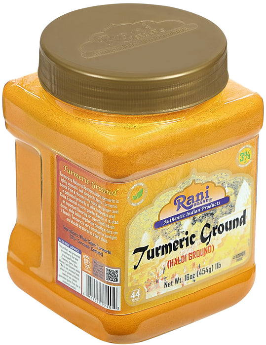 Rani Turmeric (Haldi) Root Powder Spice, (High Curcumin Content) 16oz (1lb) 454g PET Jar, Pack of 6 ~ All Natural | 100% Pure, Salt Free | Vegan | Gluten Friendly | NON-GMO | Indian Origin