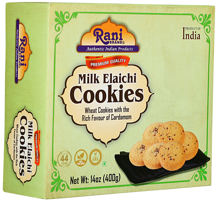 Rani Milk Elaichi Cookies (Wheat Cookies with Almond Flavor) 14oz (400g) Pack of 3+1 FREE, Premium Quality Indian Cookies ~ All Natural | Vegan | Non-GMO | Indian Origin