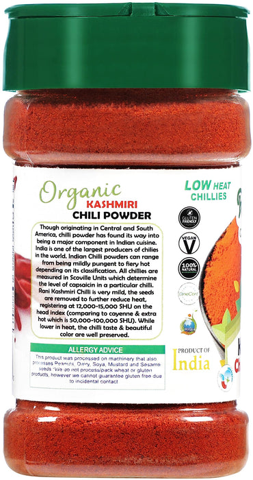 Rani Organic Kashmiri Chilli Powder (Deggi Mirch, Low Heat) 3oz (85g) PET Jar ~ All Natural | Vegan | Gluten Friendly | NON-GMO | Indian Origin | USDA Certified Organic