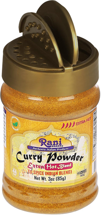 Rani Curry Powder EXTRA HOT Natural 11-Spice Blend 3oz (85g) PET Jar ~ Salt Free | Vegan | Gluten Friendly | NON-GMO | Kosher | Indian Origin