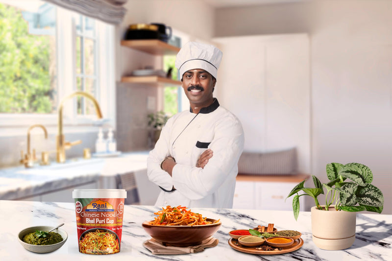 Rani Chinese Noodle Bhel Puri Cup (Spicy & Crunchy Indian Snack w/mouth watering Indian Chutneys) 3.5oz (100g), Pack of 2 ~ Ready to Eat | Vegan | NON-GMO | Indian Origin