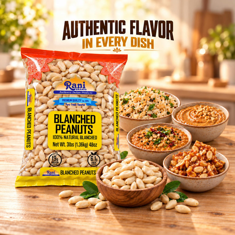 Rani Peanuts Skinless (Blanched, Uncooked) 48oz (3lbs) 1.36kg Bulk ~ All Natural | Vegan | Gluten Friendly | Kosher | Fresh Product of USA ~ Spanish Grade Groundnuts