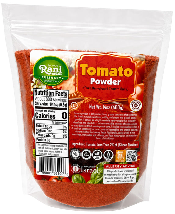 Rani Tomato Powder (Pure Dehydrated Tomato Base) 14oz (400g) ~ Gluten Free | NON-GMO | Kosher | Vegan | Sodium Free | Product of Israel