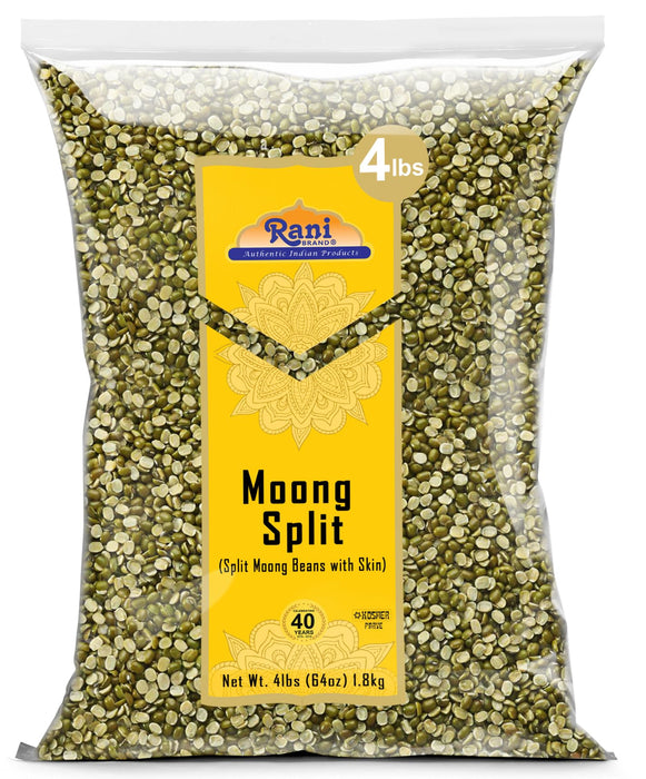 Rani Moong Split (Split Mung Beans with Skin) Lentils Indian 64oz (4lbs) 1.81kg Bulk ~ All Natural | Gluten Friendly | Non-GMO | Kosher | Vegan | Indian Origin