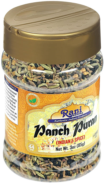 Rani Panch Puran (5 Spice) 3oz (85g) PET Jar ~ All Natural | Vegan | Gluten Friendly | NON-GMO | Kosher | Indian Origin (Equal Blend of Fenugreek, Mustard, Kalonji/Nigella, Fennel and Cumin)