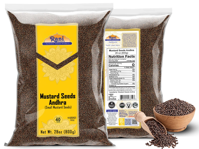 Rani Andra Mustard Seeds (Rai) Whole Spice (Rai Sarson) 28oz (800g) ~ All Natural | Gluten Friendly | NON-GMO | Kosher | Vegan | Indian Origin