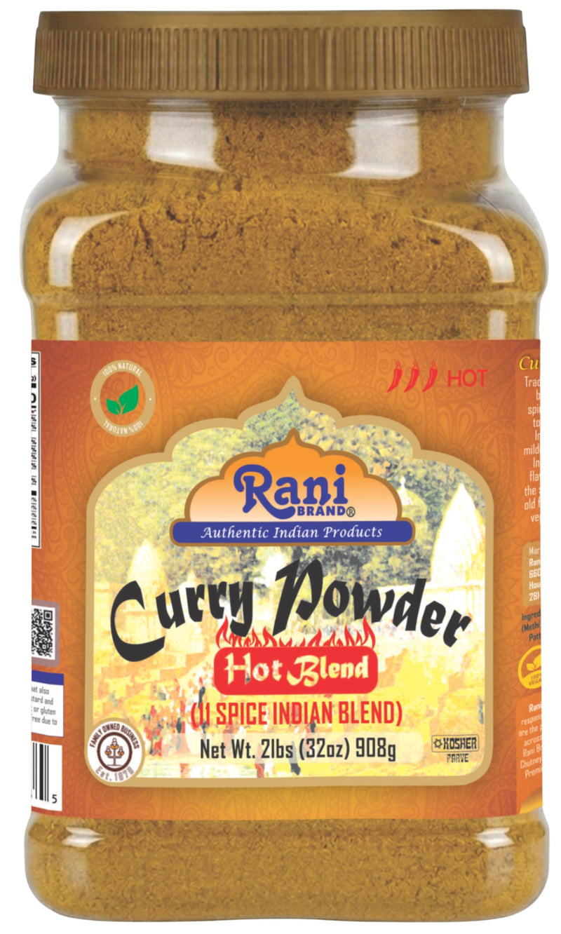 Rani Curry Powder Hot (11-Spice Authentic Indian Blend) 32oz (2lbs) 908g PET Jar ~ All Natural | Salt-Free | Vegan | No Colors | Kosher | Gluten Friendly