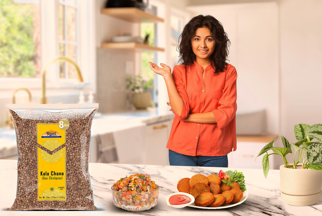 Rani Kala Chana (Desi Chickpeas Chana with skin) 128oz (8lbs) 3.63kg Bulk ~ All Natural | Gluten Friendly | NON-GMO | Vegan | Kosher | Indian Origin