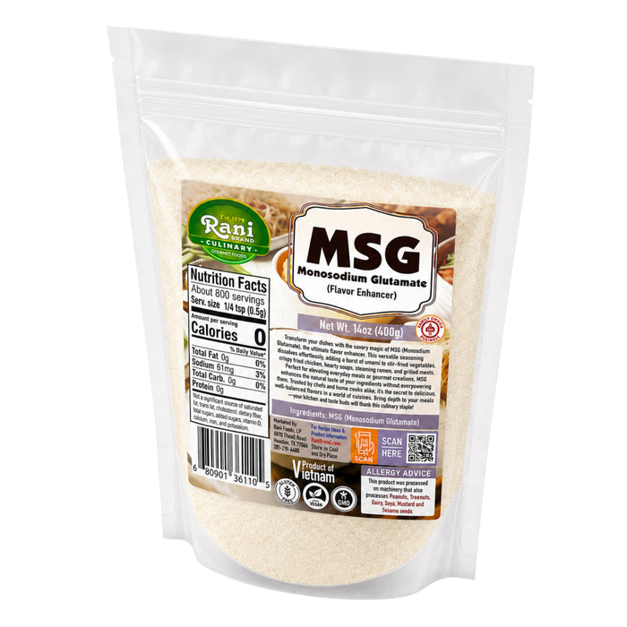 Rani MSG (Monosodium Glutamate) 14oz (400g) ~ Gluten Free | NON-GMO | Kosher | Vegan | Product of Vietnam
