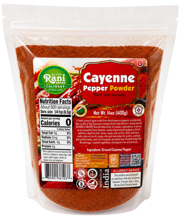 Rani Cayenne Pepper Powder (Hot & Spicy Seasoning) 14oz (400g) ~ All Natural | Gluten Free | NON-GMO | Kosher | Vegan | Product of India