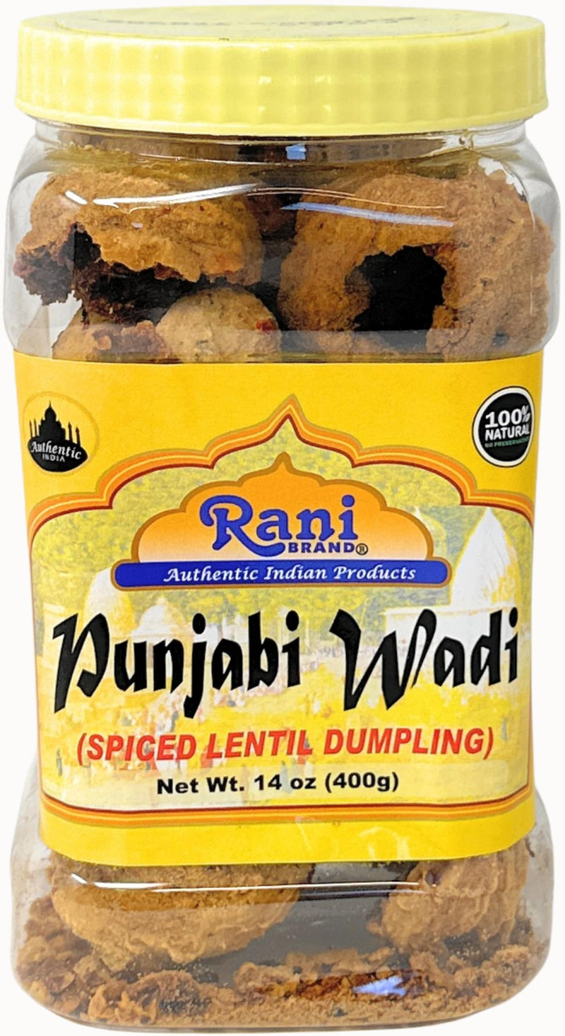 Rani Punjabi Wadi (Vadi) Lentil Spiced Flour Balls 14oz (400g) PET Jar ~ High Protein, All Natural | Vegan | No Colors | Indian Origin