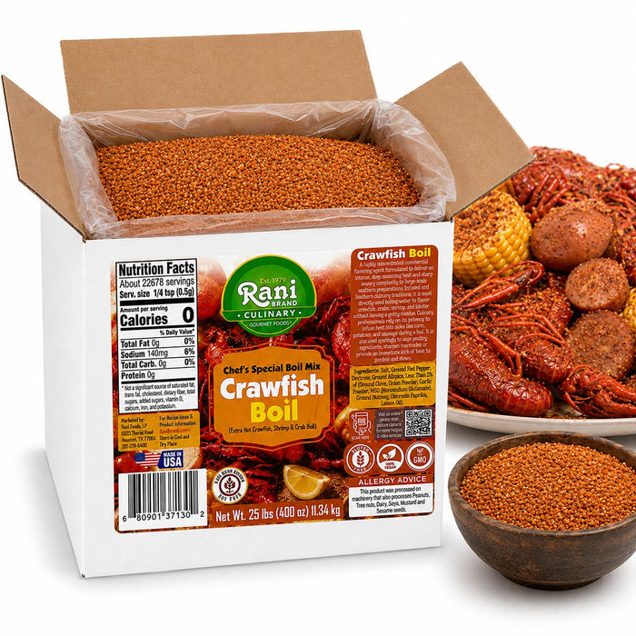 Rani Crawfish Boil (Extra Hot Crawfish, Shrimp & Crab Boil) 400oz (25lbs) 11.34kg Bulk Box ~ Gluten Free | NON-GMO | Kosher | Vegan | Product of USA