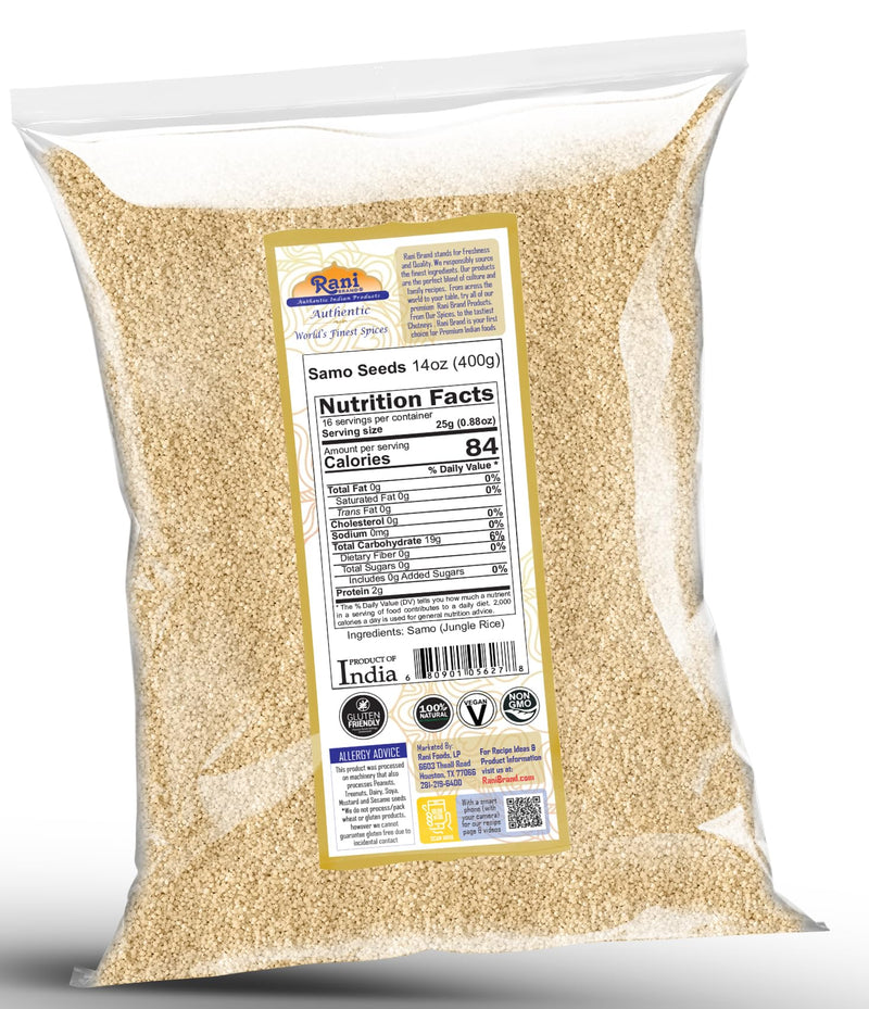Rani Samo Seeds Whole (Japanese barnyard millet / Jungle Rice/Moriyo/ Samak Rice) Echinochloa frumentacea 14oz (400g) ~ All Natural | Vegan | Gluten Friendly | NON-GMO | Indian Origin