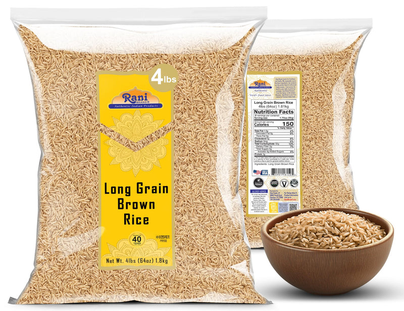 Rani Long Grain Brown Rice 64oz (4lbs) 1.81kg Bulk ~ All Natural | Gluten Friendly | Vegan | Non-GMO | Kosher | Product of USA