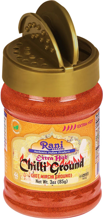 Rani Extra Hot Chilli Powder Indian Spice 3oz (85g) PET Jar ~ All Natural | Salt-Free | Vegan | No Colors | Gluten Friendly | NON-GMO | Kosher | Indian Origin