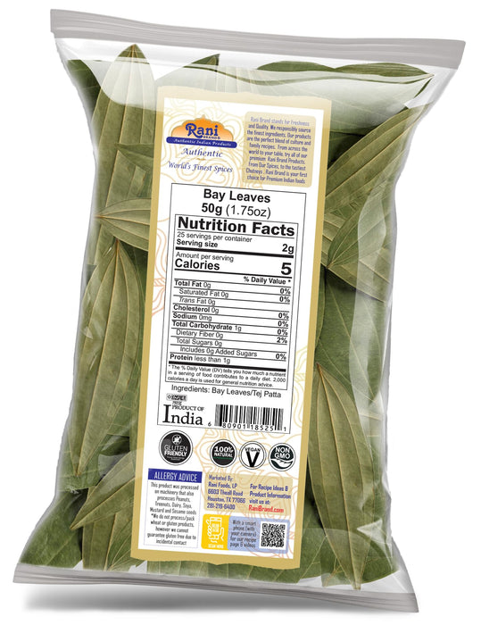 Rani Bay Leaf (Leaves) Whole Spice Hand Selected Extra Large 1.75oz (50g) ~ All Natural | Gluten Friendly | NON-GMO | Kosher | Vegan | Indian Origin (Tej Patta)