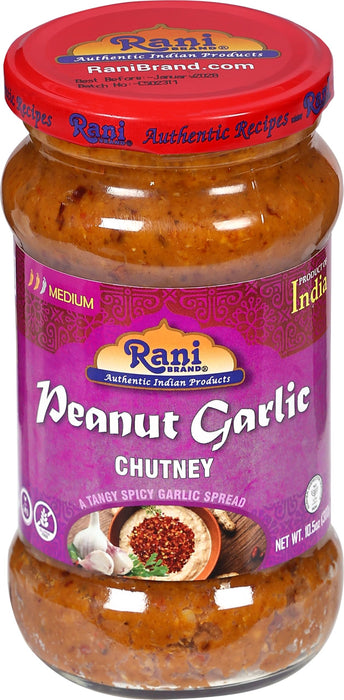 Rani Peanut Garlic Chutney Glass Jar, Ready to eat 10.5oz (300g) Vegan ~ Gluten Free | NON-GMO | Kosher | No Colors | Indian Origin