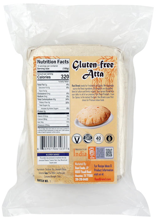Rani Gluten Free Atta (Sorghum, Amaranth, Chick Peas, Millet, Soya, Rice) 64oz (4lbs) 1.81kg Bulk ~ All Natural | Vegan | Gluten Gree | NON-GMO | Indian Origin