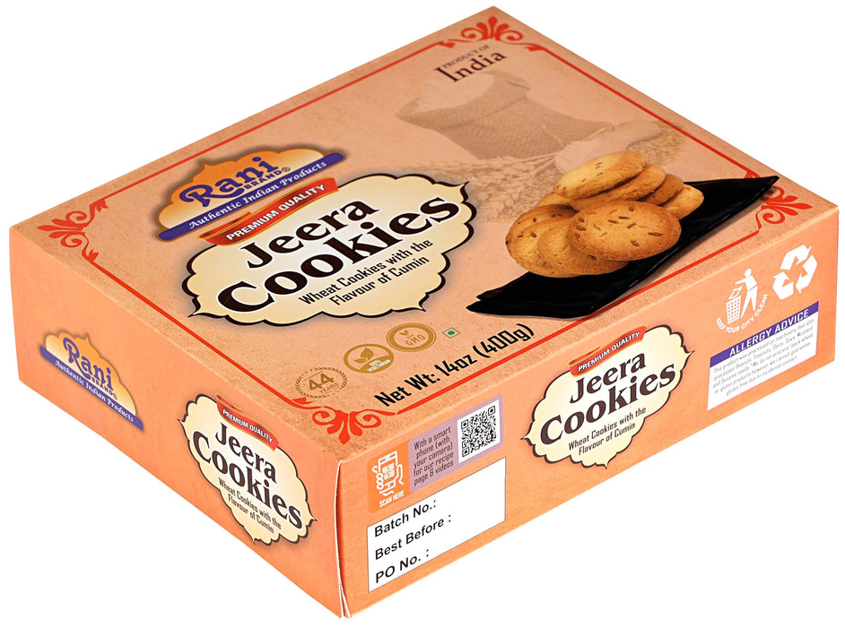 Rani Jeera Cookies (Wheat Cookies with the Flavor of Cumin) 14oz (400g) Premium Quality Indian Cookies ~ All Natural | Vegan | Non-GMO | Indian Origin