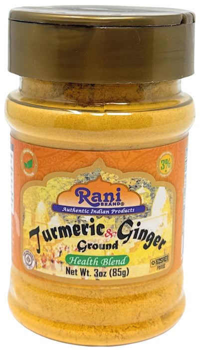 Rani Turmeric (Haldi) Root Powder (High Curcumin Content) with Ginger (Adarak) Powder 3oz (85g) PET Jar ~ All Natural | Vegan | Gluten Friendly | NON-GMO | Kosher | Indian Origin
