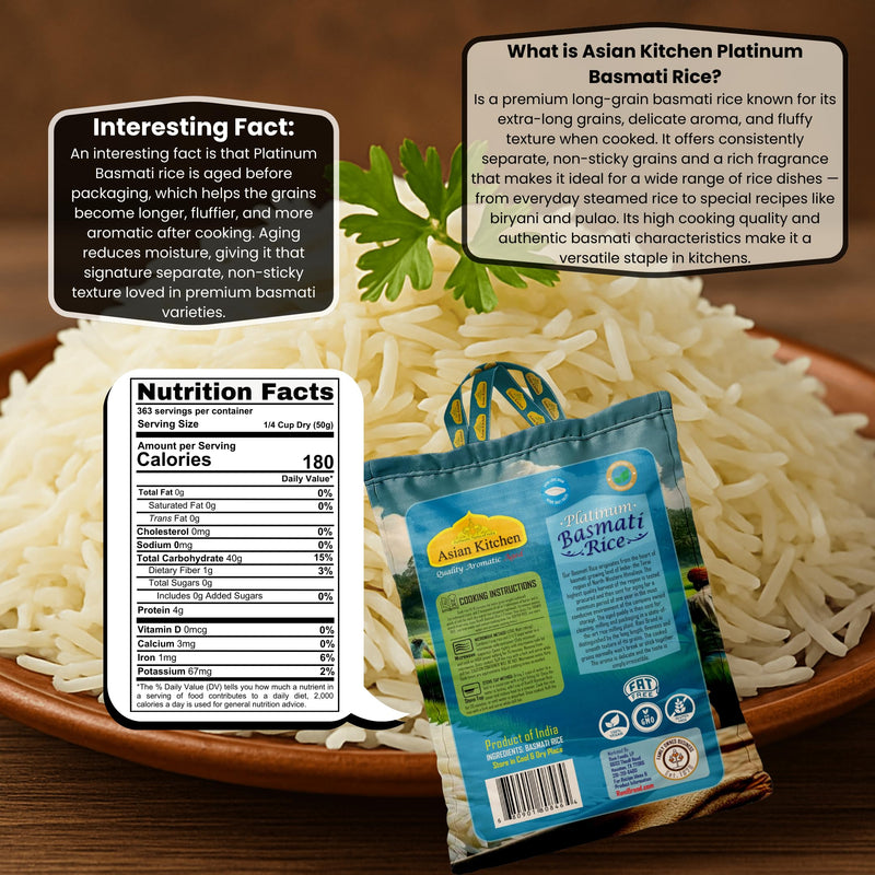 Asian Kitchen Platinum Basmati Rice Aged 24 months {4 Sizes Available}