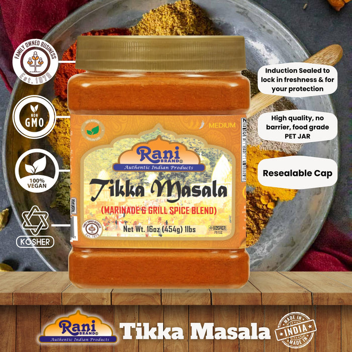 Rani Tikka Masala Indian 7-Spice Blend 16oz (1lb) 454g PET Jar ~ All Natural | Salt-Free | Vegan | No Colors | Gluten Friendly | NON-GMO | Indian Origin