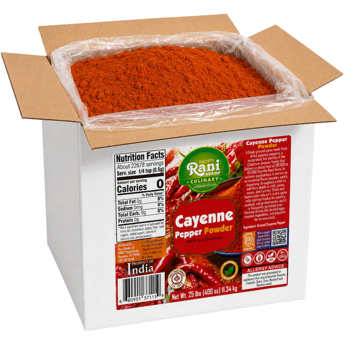 Rani Cayenne Pepper Powder (Hot & Spicy Seasoning) 400oz (25lbs) 11.34kg Bulk Box ~ All Natural | Gluten Free | NON-GMO | Kosher | Vegan | Product of India