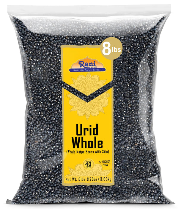 Rani Urid / Urad Whole Black (Matpe Beans) Lentils, 128oz (8lbs) 3.6kg Bulk ~ All Natural | Gluten Friendly | NON-GMO | Kosher | Vegan | Indian Origin