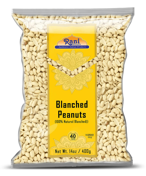 Rani Peanuts Skinless (Blanched, Uncooked) 14oz (400g) ~ All Natural | Vegan | Gluten Friendly | Kosher | Fresh Product of USA ~ Spanish Grade Groundnuts