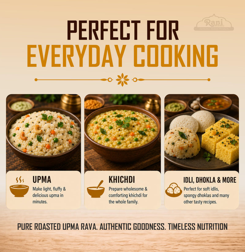 Rani Roasted Upma Rava 64oz (4lbs) 1.81kg Bulk ~ All Natural | Vegan | NON-GMO | Kosher | Indian Origin