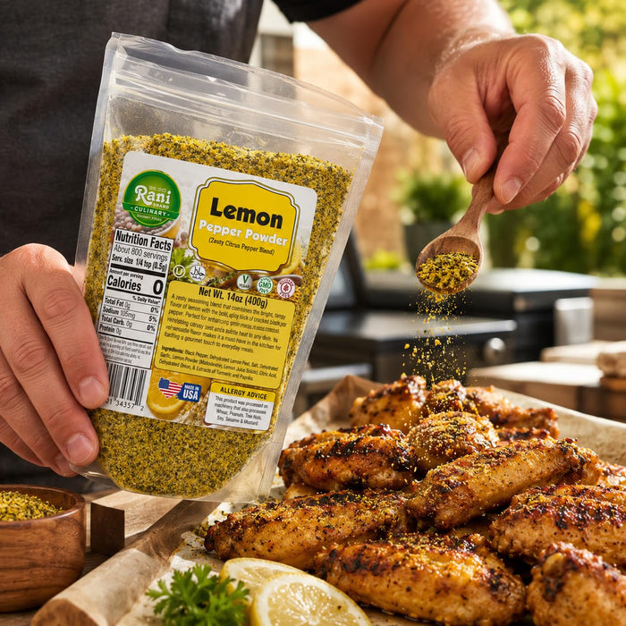 Rani Lemon Pepper Powder (Zesty Citrus Pepper Blend) 14oz (400g) ~ Gluten Free | NON-GMO | Kosher | Vegan | Product of USA