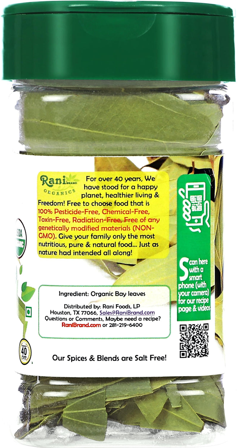 Rani Organic Bay Leaves (Tej Patta) Whole Spice Hand Selected Extra Large 0.4oz (12g) PET Jar ~ All Natural | Gluten Friendly | NON-GMO | Vegan | Indian Origin | USDA Certified Organic